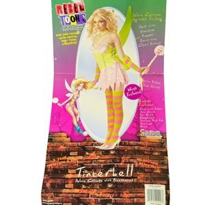 REBEL TOONS Tinkerbell Deluxe Fairy Costume Womens Medium Pink Green Wings Y2K